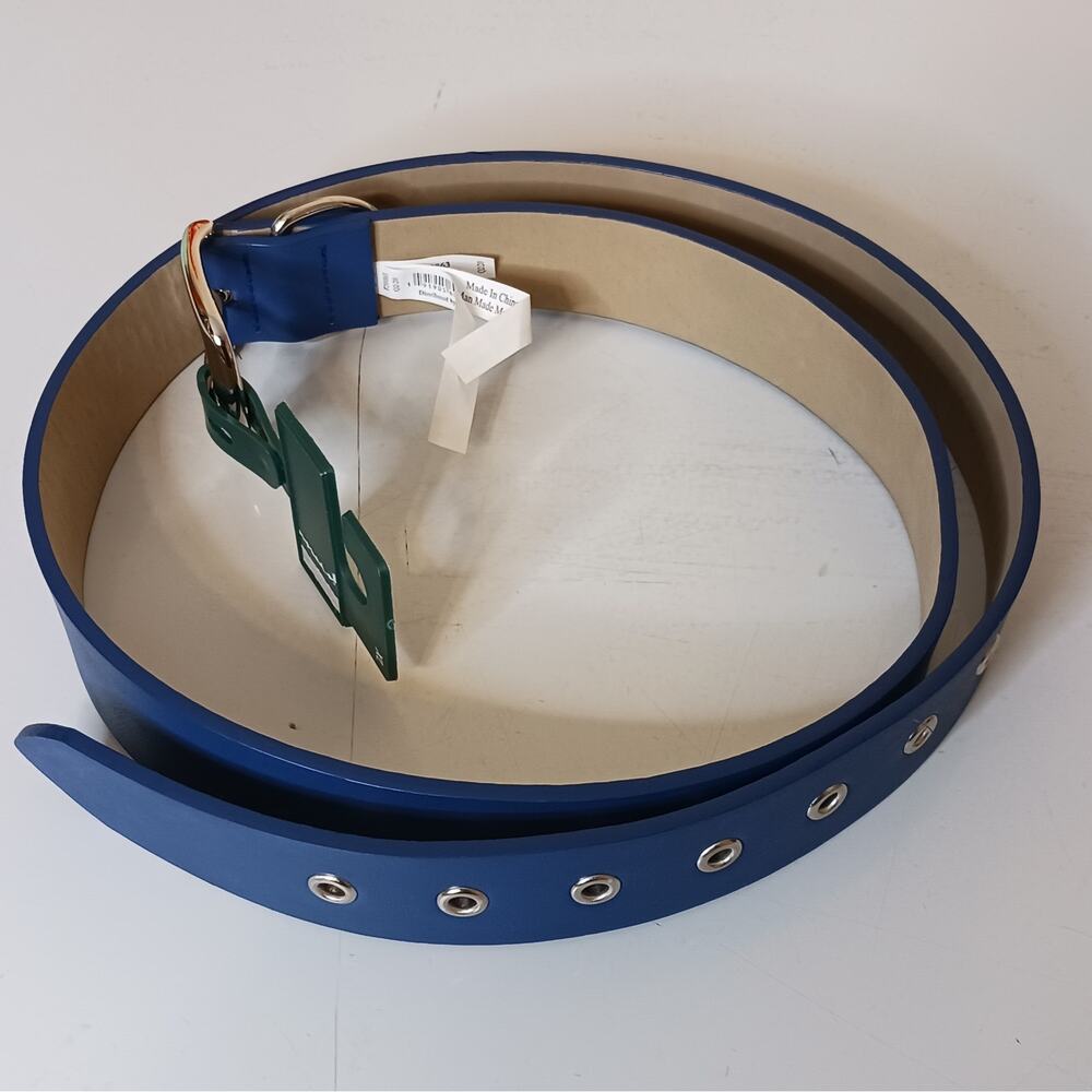 Wild Fable Faux Leather Belt Womens Size XL Blue Buckle Grommets Adjustable